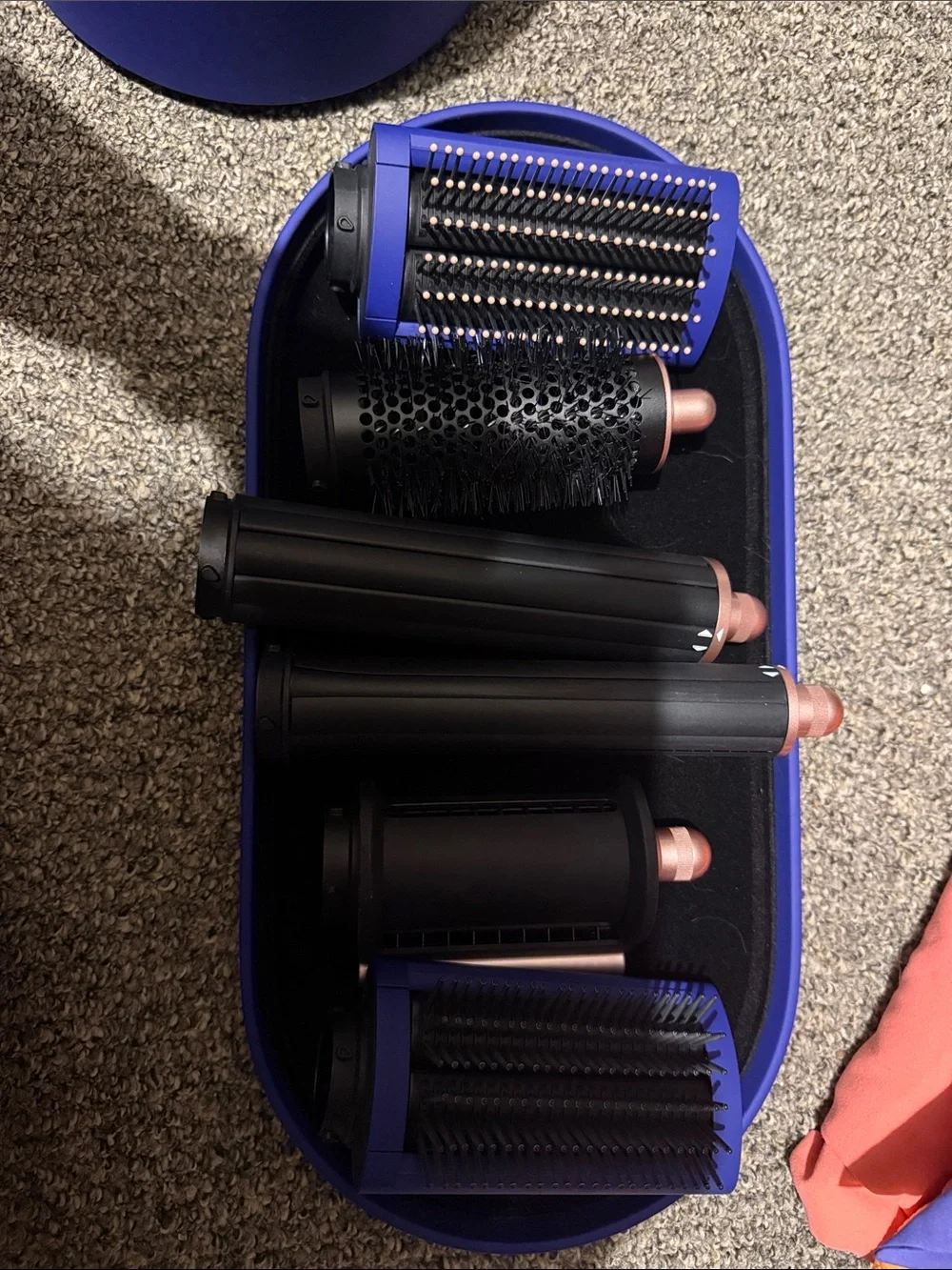 Dyson cobalt blue Airwrap set with rose-gold accents